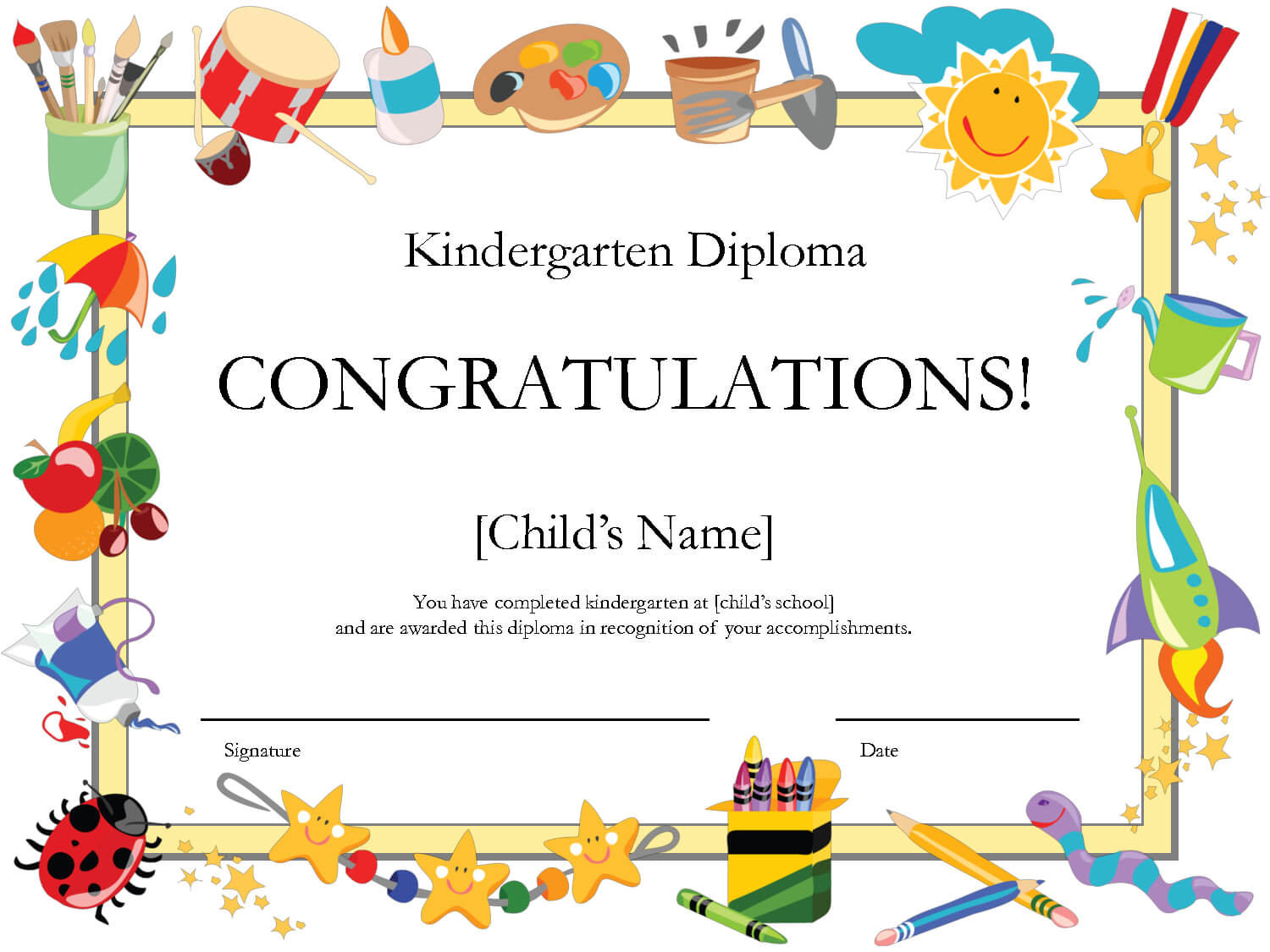 Free Printable Kindergarten Graduation Certificate Template With Free Printable Graduation Certificate Templates