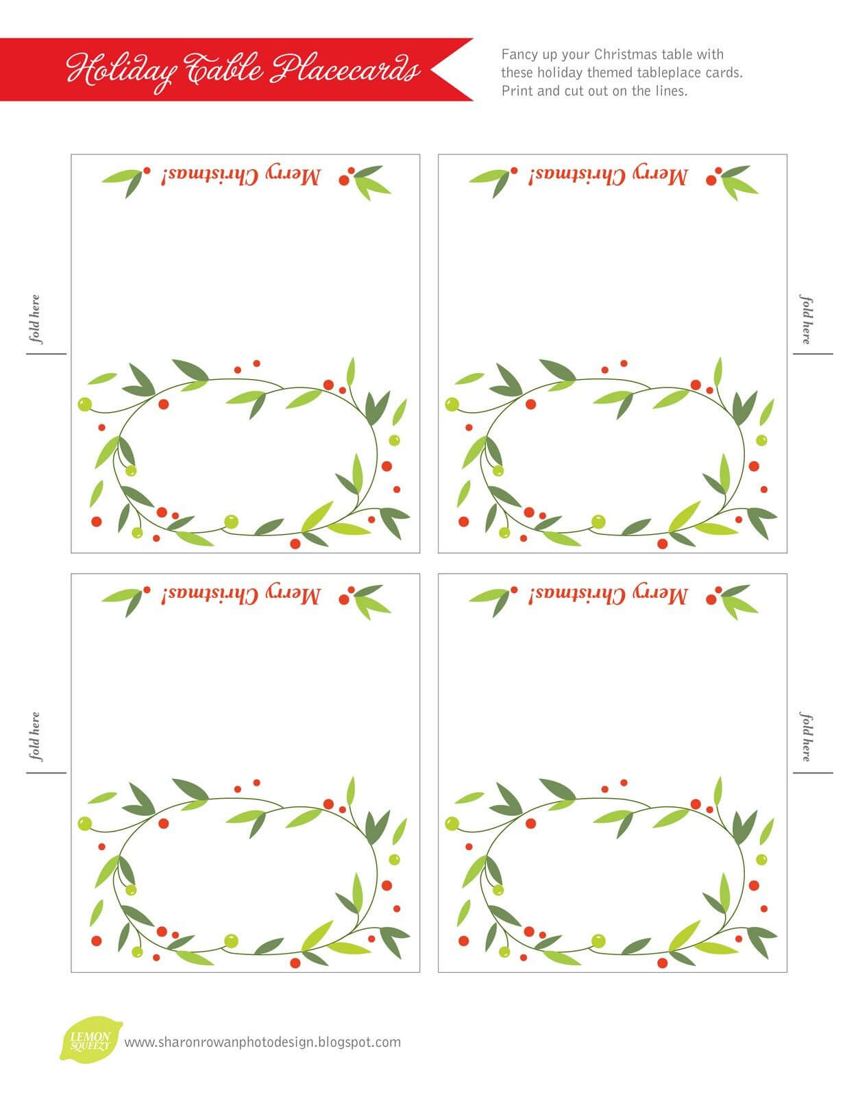 Free Printable Lemon Squeezy: Day 12: Place Cards Inside Table Name Cards Template Free