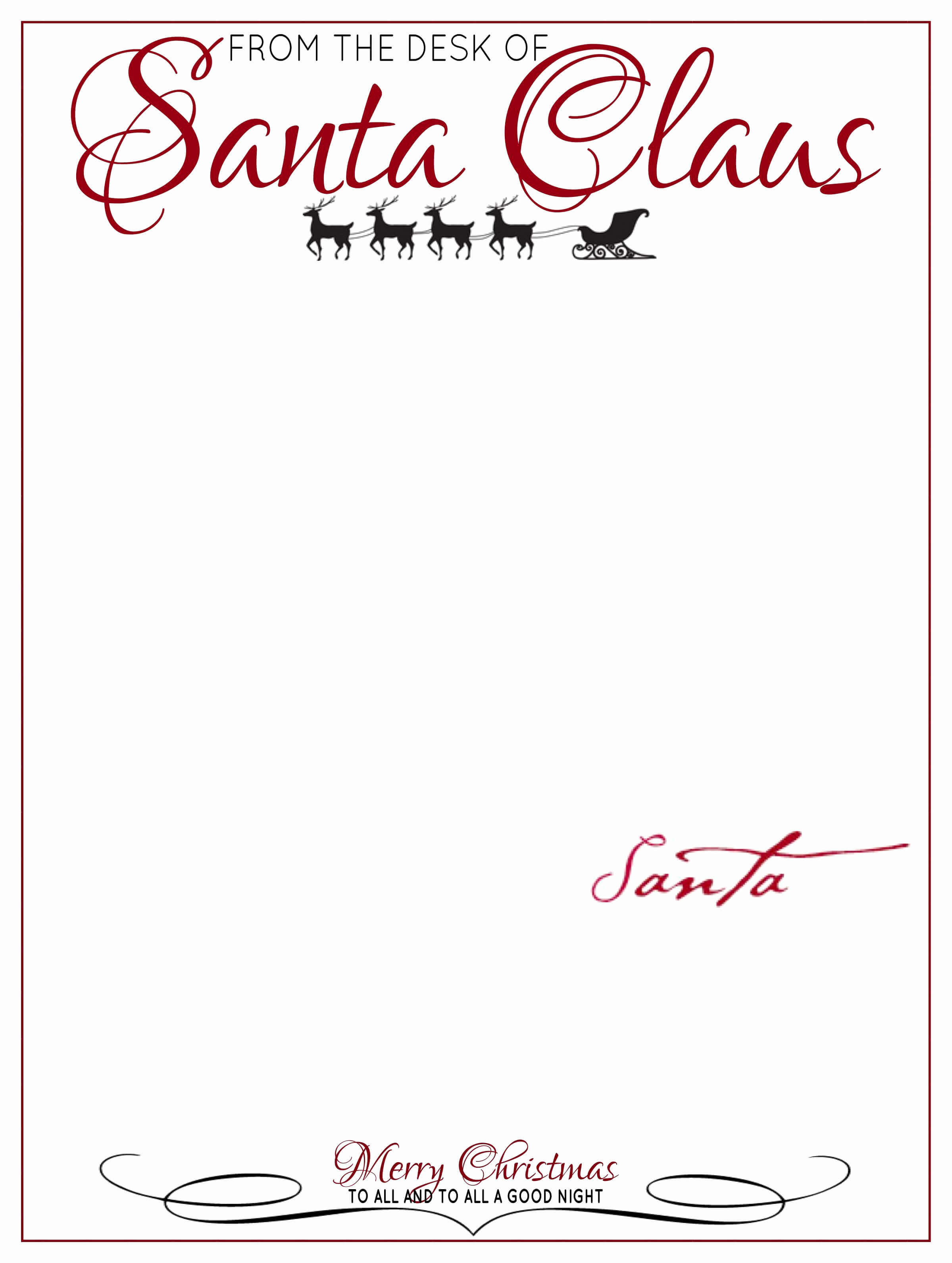 Free Printable Letter From Santa Template Word And The Desk With Regard To Santa Letter Template Word