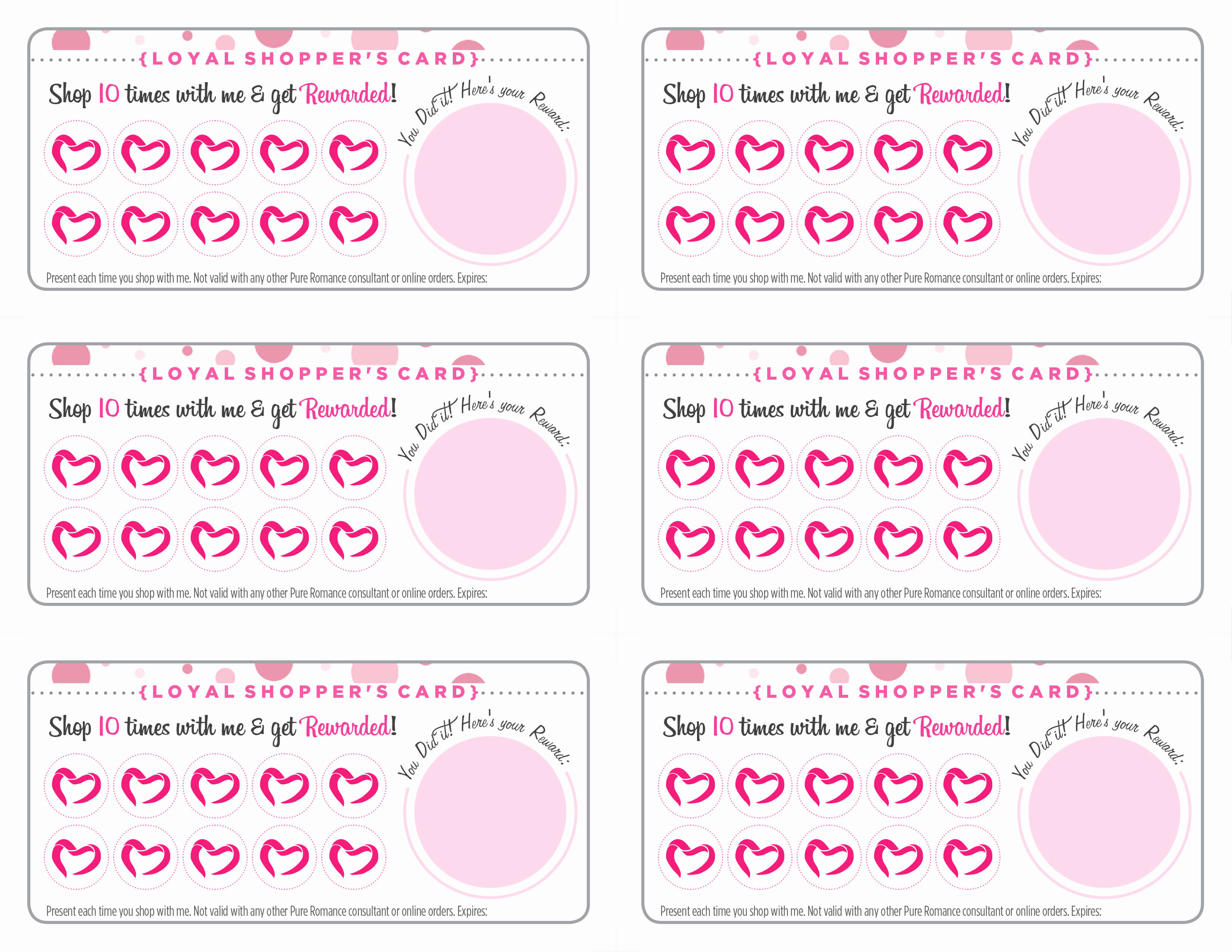 Free Printable Loyalty Card Template And Pure Romance With Regard To Customer Loyalty Card Template Free