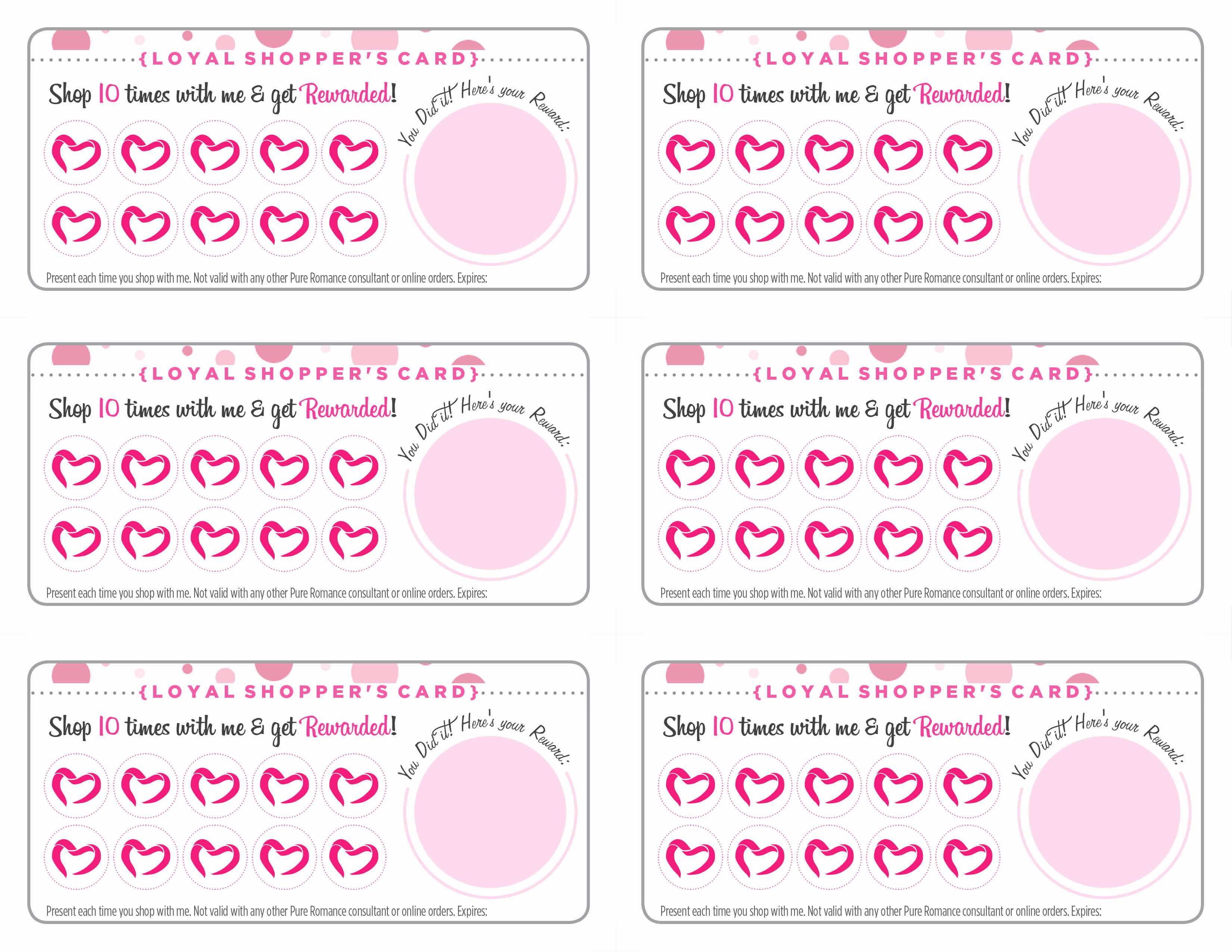 Free Printable Loyalty Card Template And Pure Romance With Regard To Customer Loyalty Card Template Free