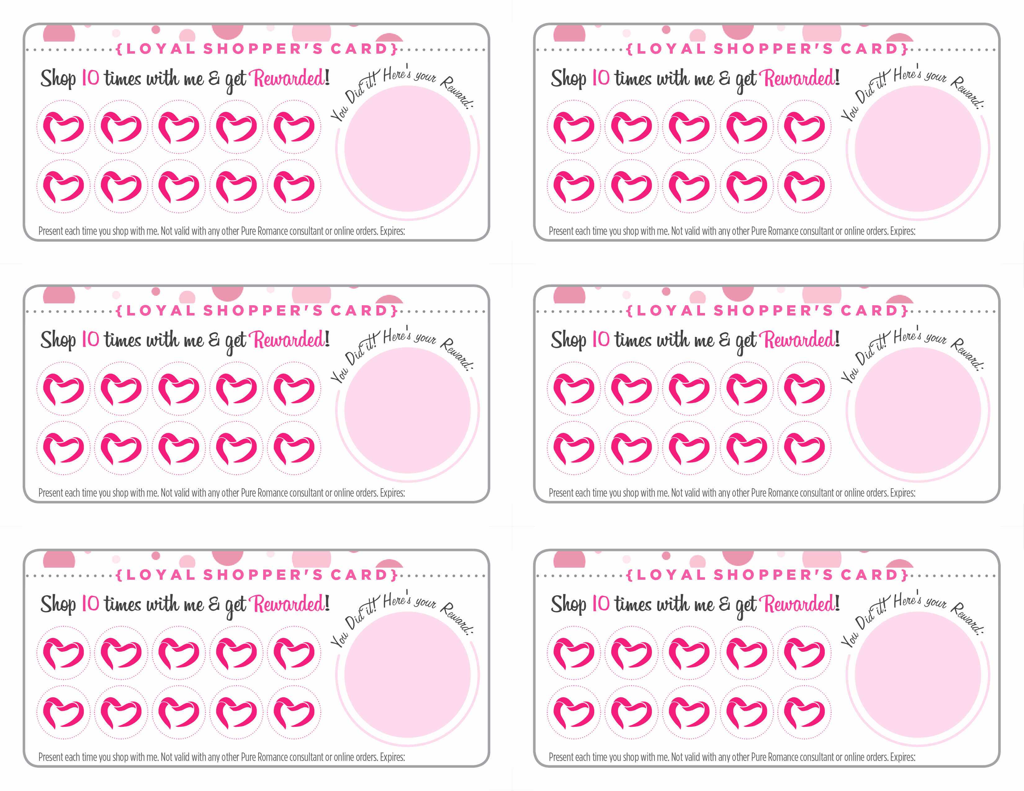 Free Printable Loyalty Card Template And Pure Romance With Regard To Customer Loyalty Card Template Free