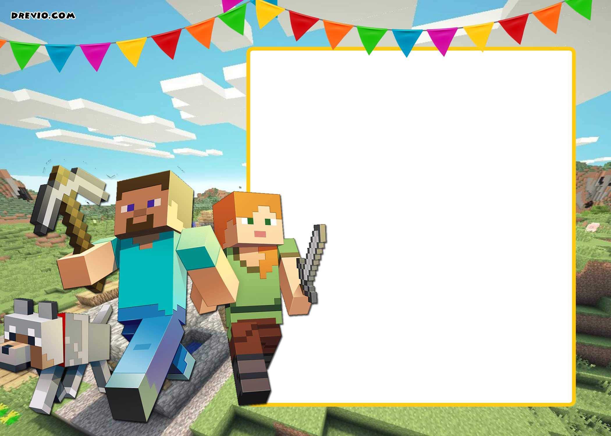 Free Printable Minecraft Birthday Invitation Template Inside Minecraft Birthday Card Template