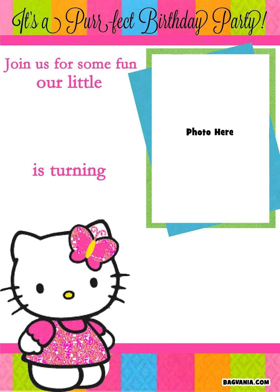 Free Printable Photo Birthday Invitations – Bagvania Free Throughout Hello Kitty Birthday Banner Template Free