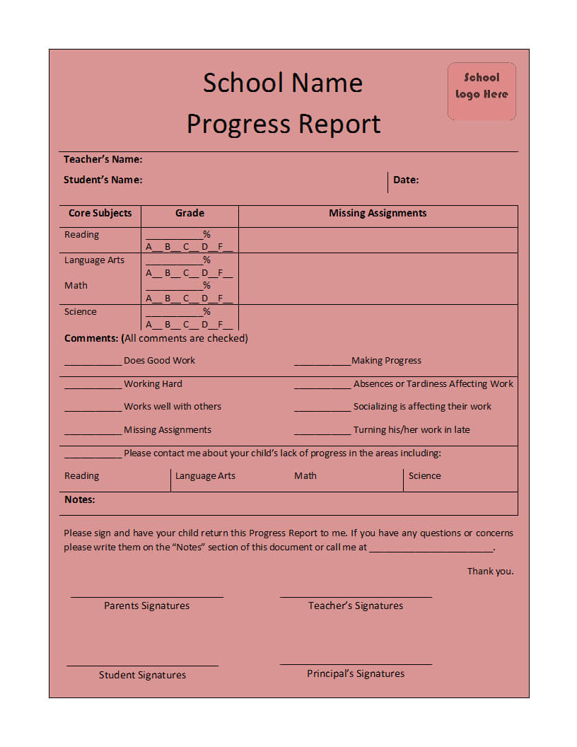 Free Printable Report Templates With School Report Template Free
