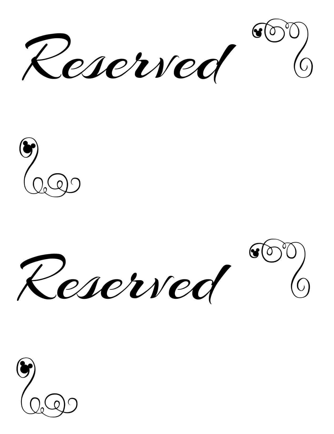 Free Printable Reserved Seating Signs For Your Wedding pertaining to Reserved Cards For Tables Templates