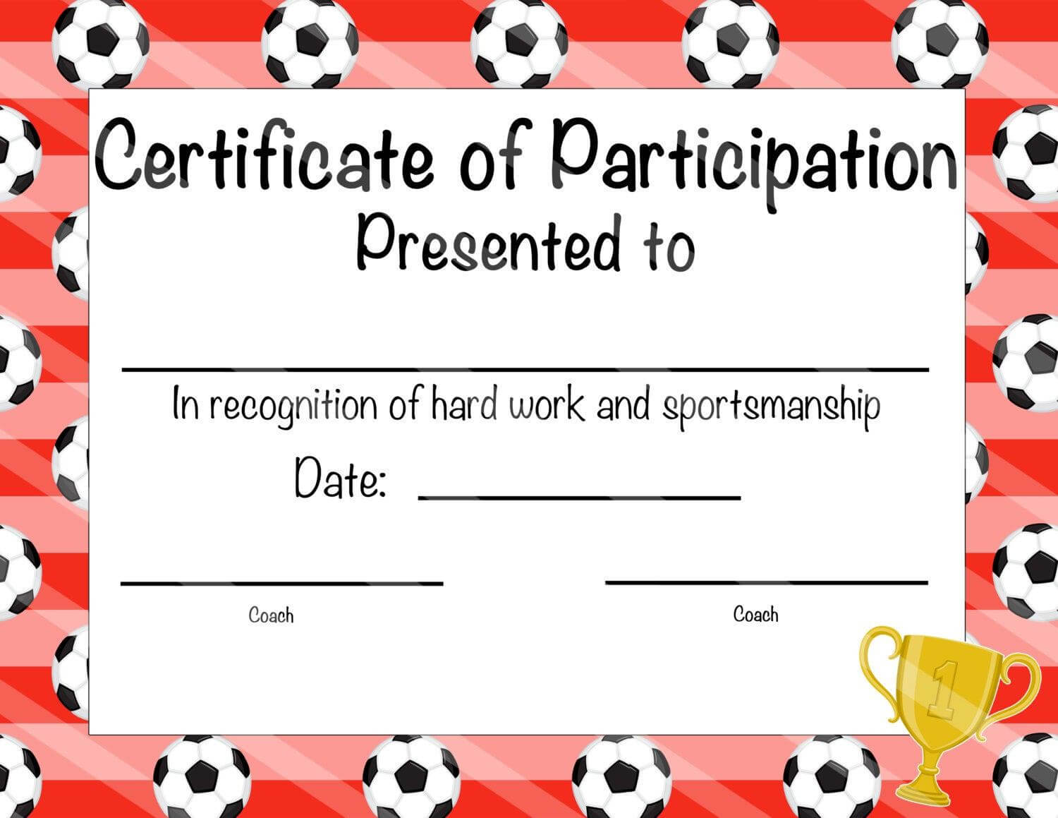 Free Printable Soccer Certificate Templates Award Template Intended For Soccer Certificate Templates For Word