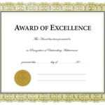 Free Printable Soccer Certificate Templates Award Template With Award Of Excellence Certificate Template