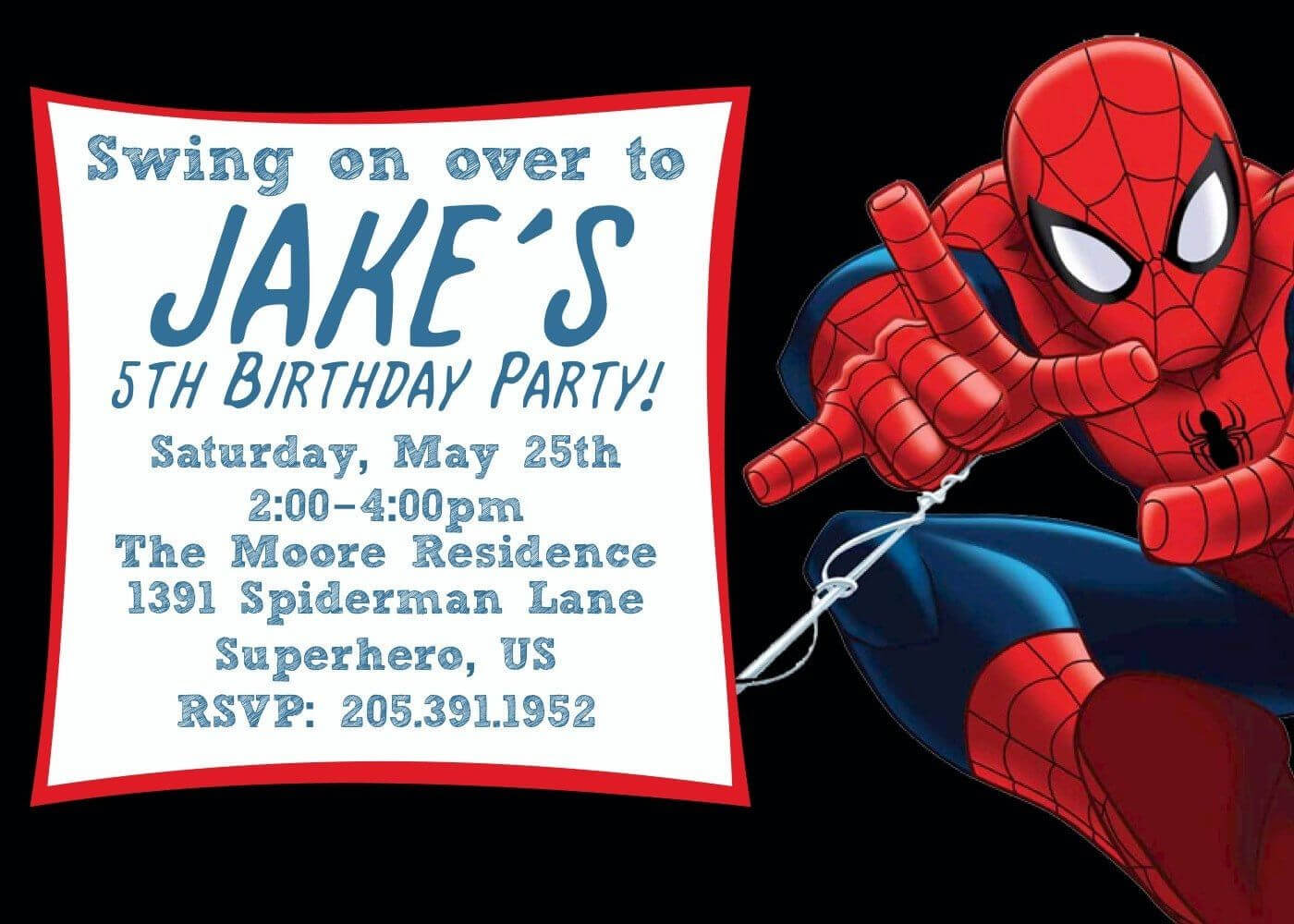 Free Printable Spiderman Birthday Invitation Templates Intended For Superhero Birthday Card Template