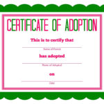 Free Printable Stuffed Animal Adoption Certificate | Free In Adoption Certificate Template