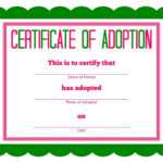 Free Printable Stuffed Animal Adoption Certificate | Free In Adoption Certificate Template