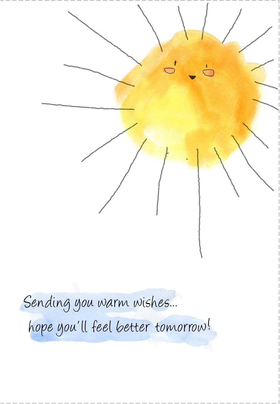 Free Printable Sunshine Greeting Card. Great For Student With Get Well Card Template