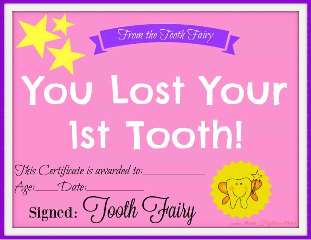 Free Printable Tooth Fairy Certificate – Another Mum Fights Intended For Tooth Fairy Certificate Template Free