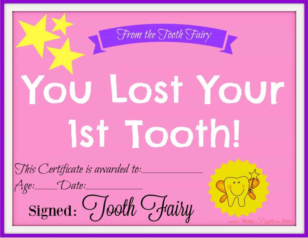 Free Printable Tooth Fairy Certificate – Another Mum Fights Within Free Tooth Fairy Certificate Template