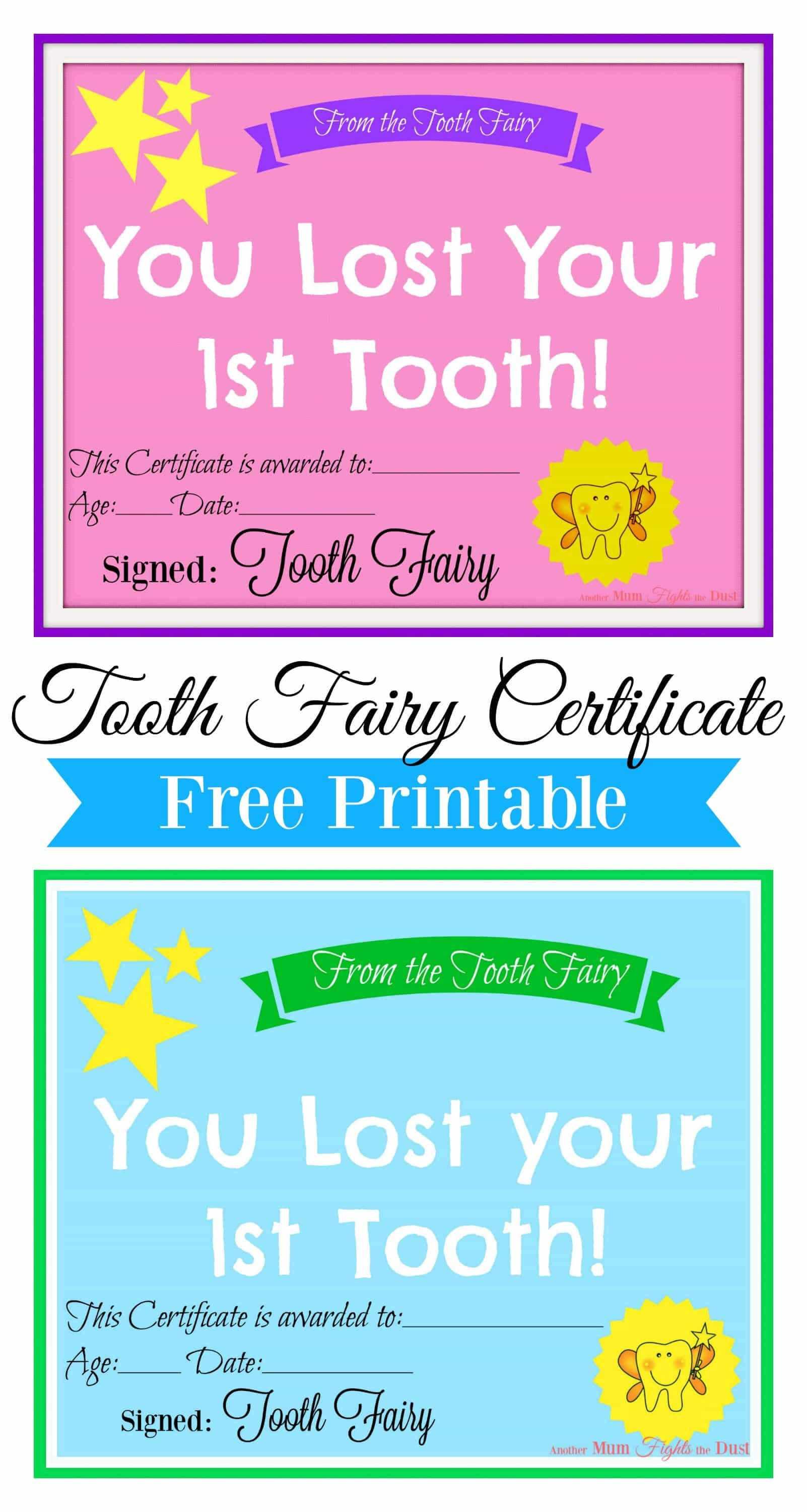 Free Printable Tooth Fairy Certificate | Tooth Fairy Ideas Intended For Tooth Fairy Certificate Template Free