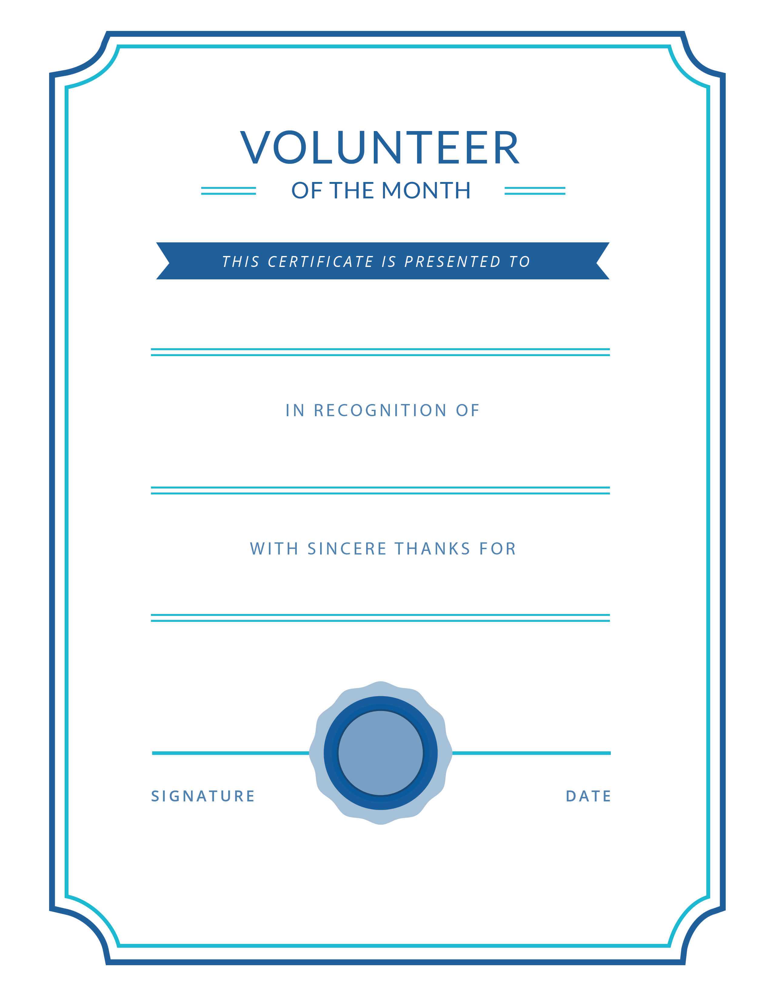 Free Printable Volunteer Appreciation Certificates | Signup In Free Printable Student Of The Month Certificate Templates