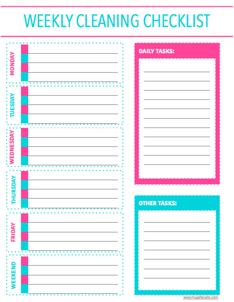 Free Printable Weekly Cleaning Checklist – Sarah Titus Throughout Blank Cleaning Schedule Template