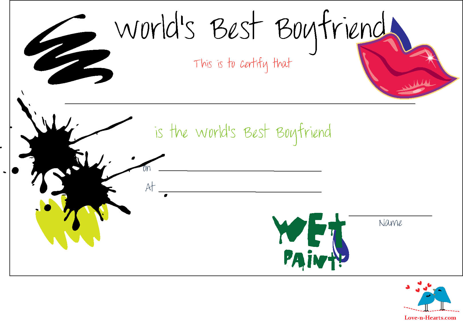 Free Printable World's Best Boyfriend Certificates Intended For Love Certificate Templates