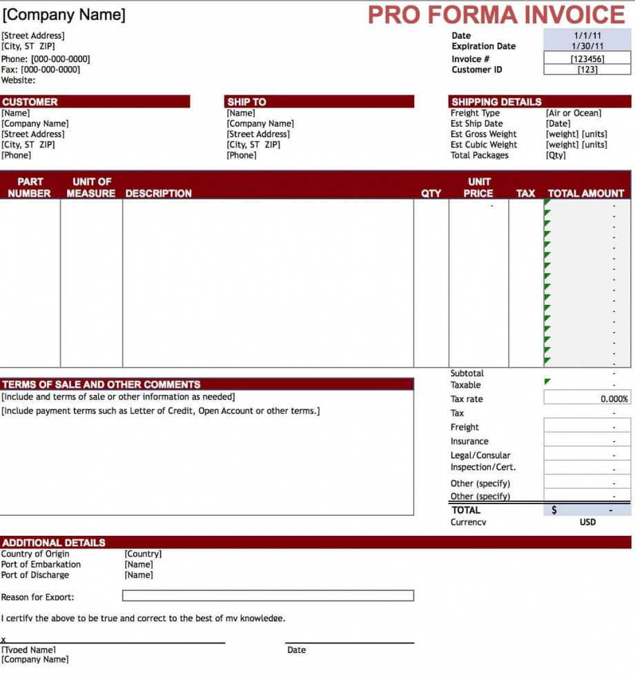 Free Pro Forma Invoice Template | Excel | Pdf | Word (.doc Inside Free Proforma Invoice Template Word