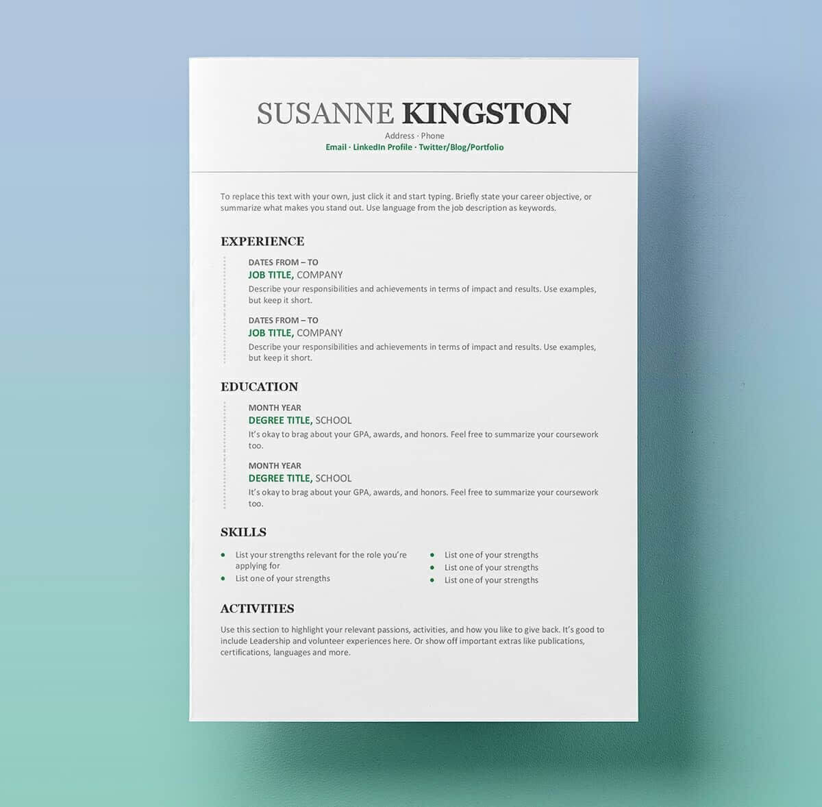 Free Professional Cv Format In Ms Word – Free Downloadable Throughout Free Downloadable Resume Templates For Word