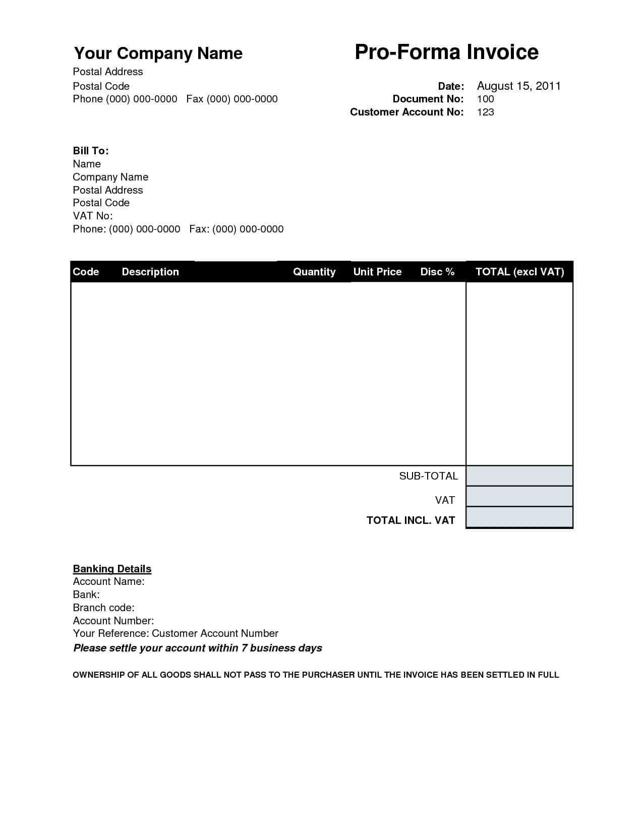 Free Proforma Invoice Template | Apcc2017 With Regard To Free Proforma Invoice Template Word