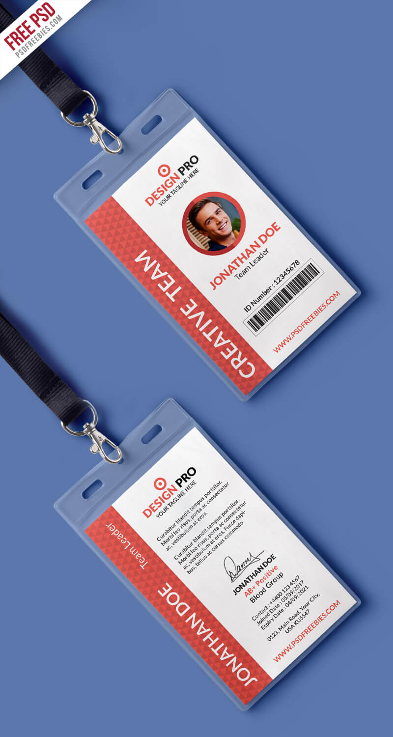 Free Psd : Office Identity Card Template Psd | Free Psd | Ui With Regard To Id Card Design Template Psd Free Download