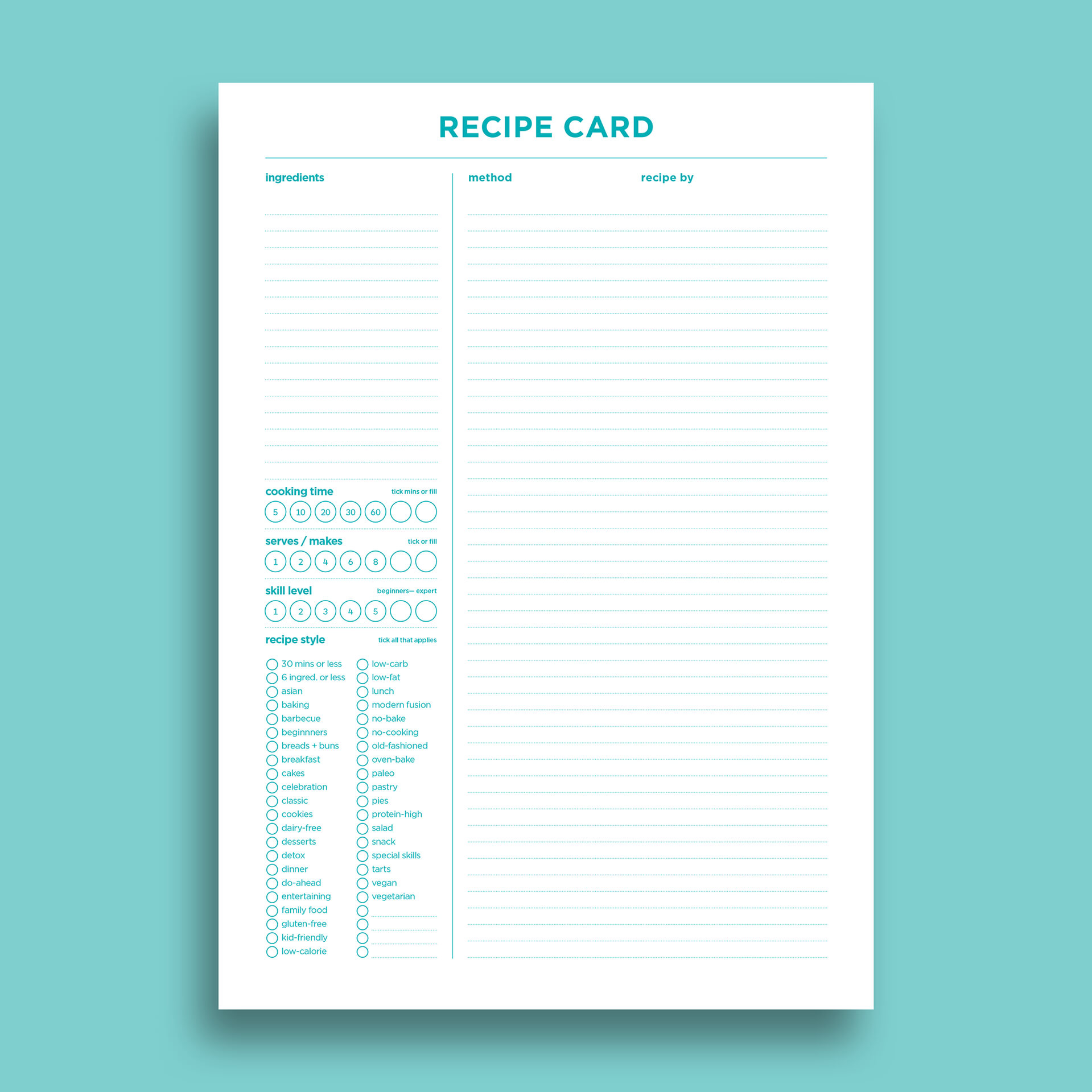 Free Recipe Card Templates For Recipe Card Design Template