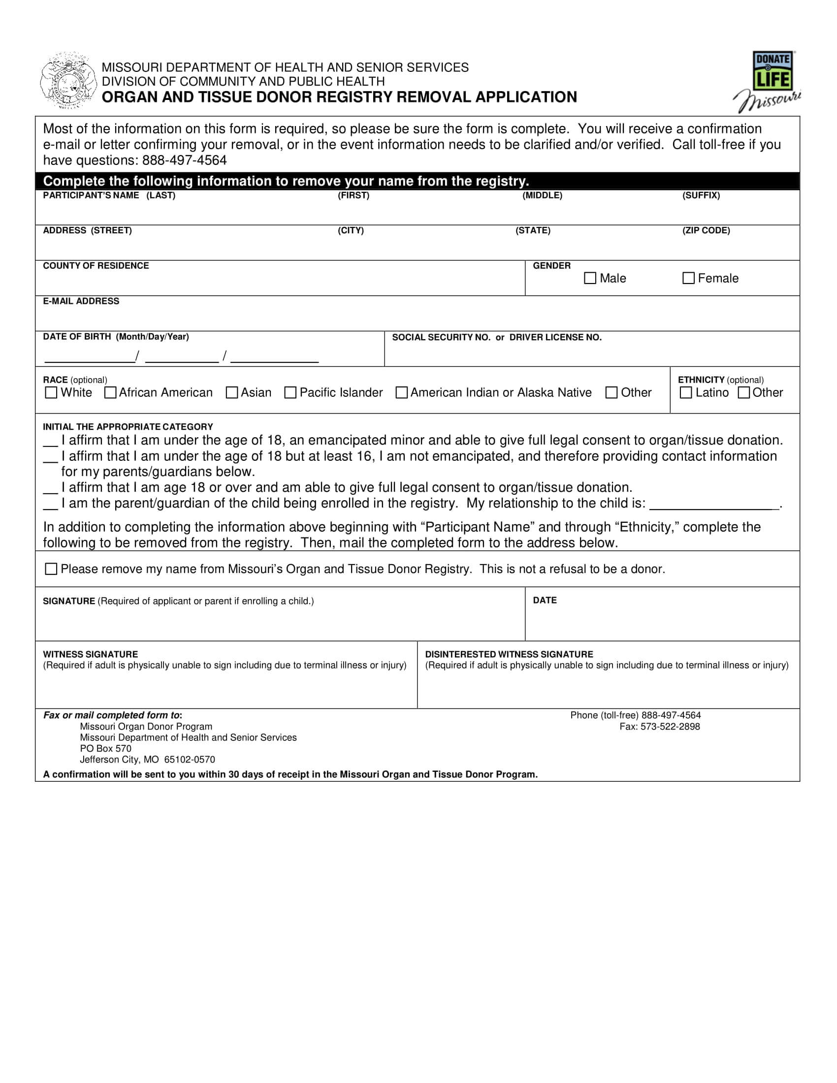 Free Refuse Organ Donation Form | Pdf Intended For Organ Donor Card Template