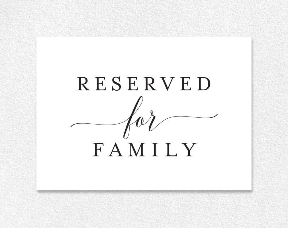 Free Reserved For Family Printable Card From | Colour Throughout Reserved Cards For Tables Templates