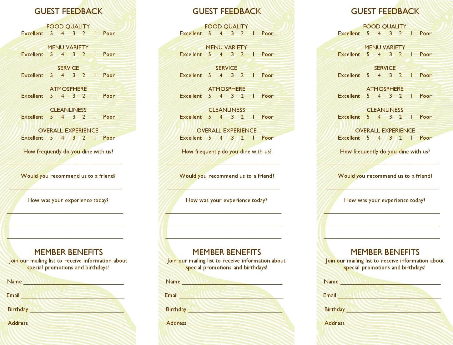 Free Restaurant Comment Card Template Dramakoreaterbarucom In Restaurant Comment Card Template