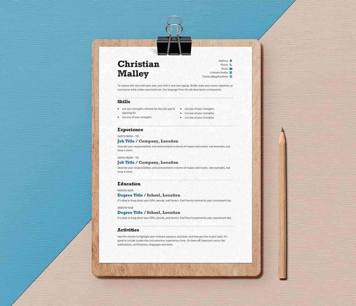 Free Resume Templates For Word: 15 Cv/resume Formats To Download With Regard To How To Get A Resume Template On Word