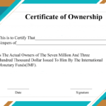 Free Sample Certificate Of Ownership Templates | Certificate Inside Certificate Of Ownership Template