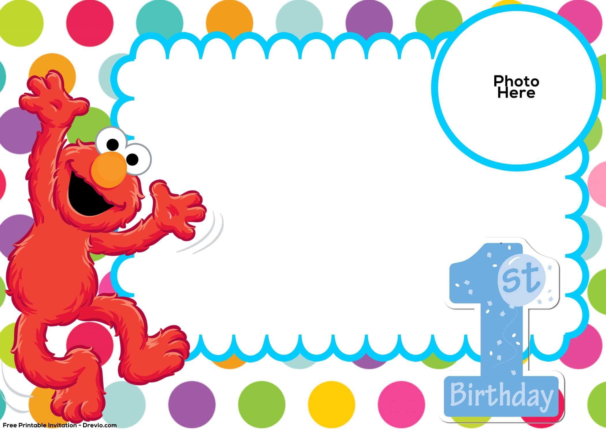 Free Sesame Street 1St Birthday Invitation Template | Plaza Throughout Elmo Birthday Card Template