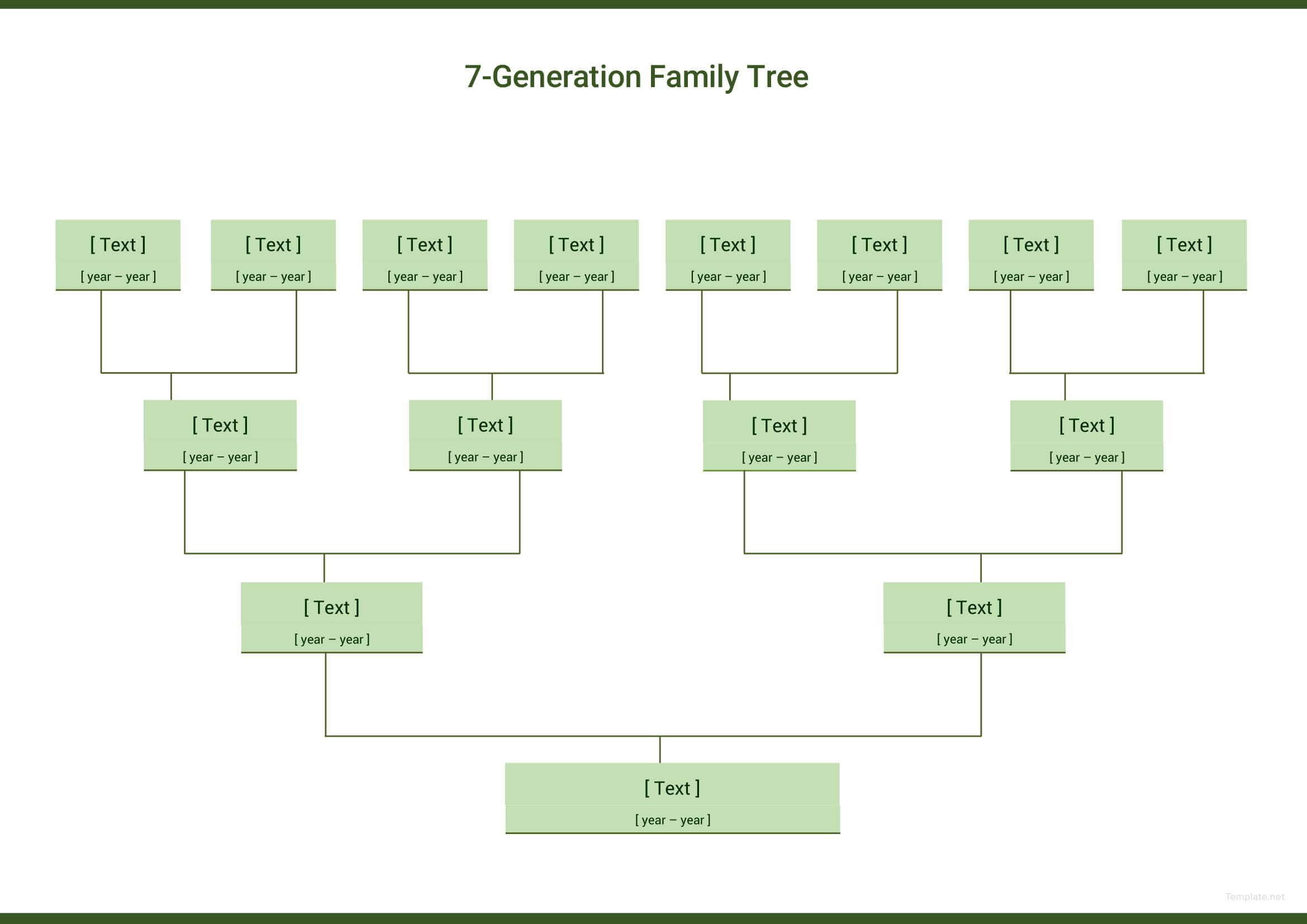Free Seven Generation Family Tree | Blank Family Tree Charts Intended For Blank Tree Diagram Template