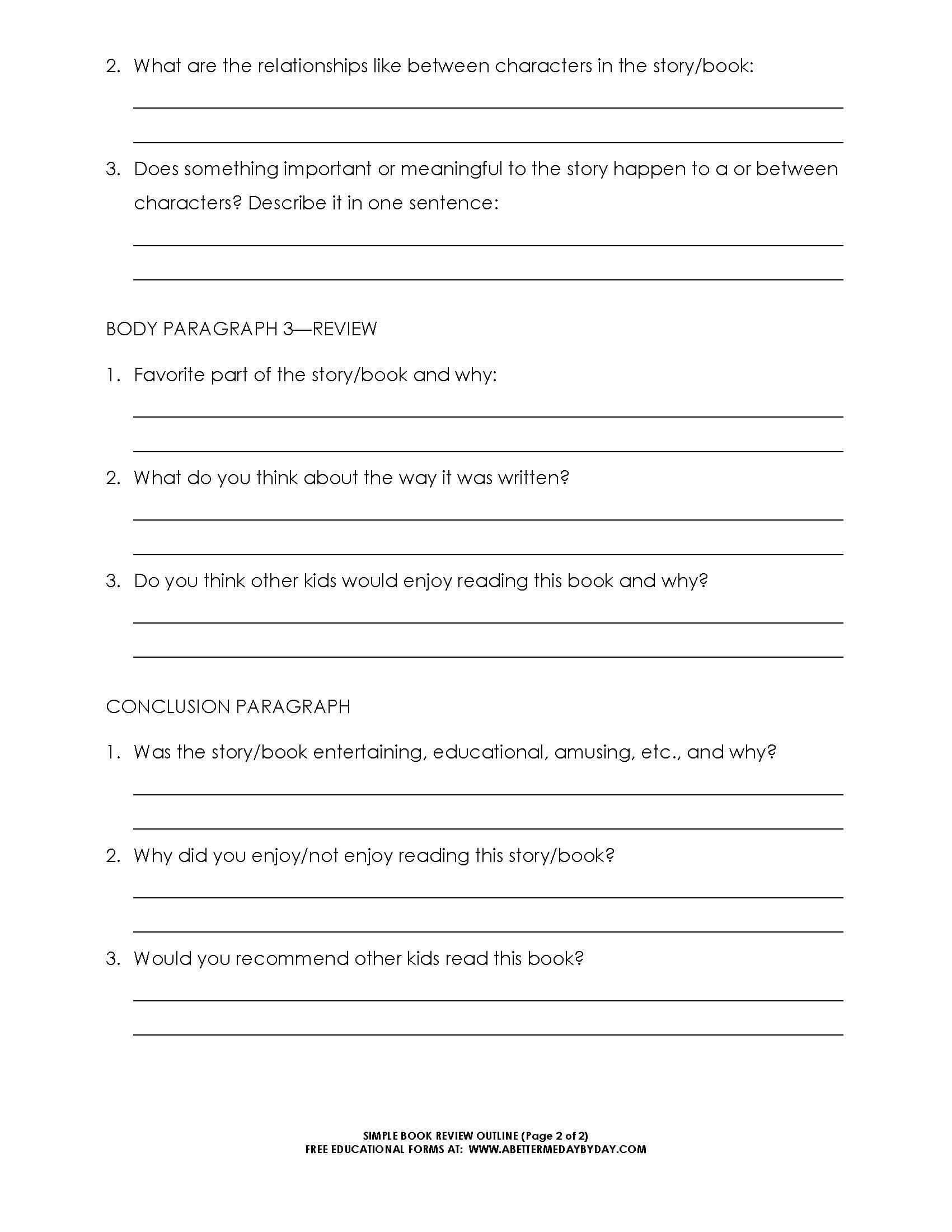 Free: Simple 5 Paragraph Book Review Or Report Outline Form With Regard To College Book Report Template
