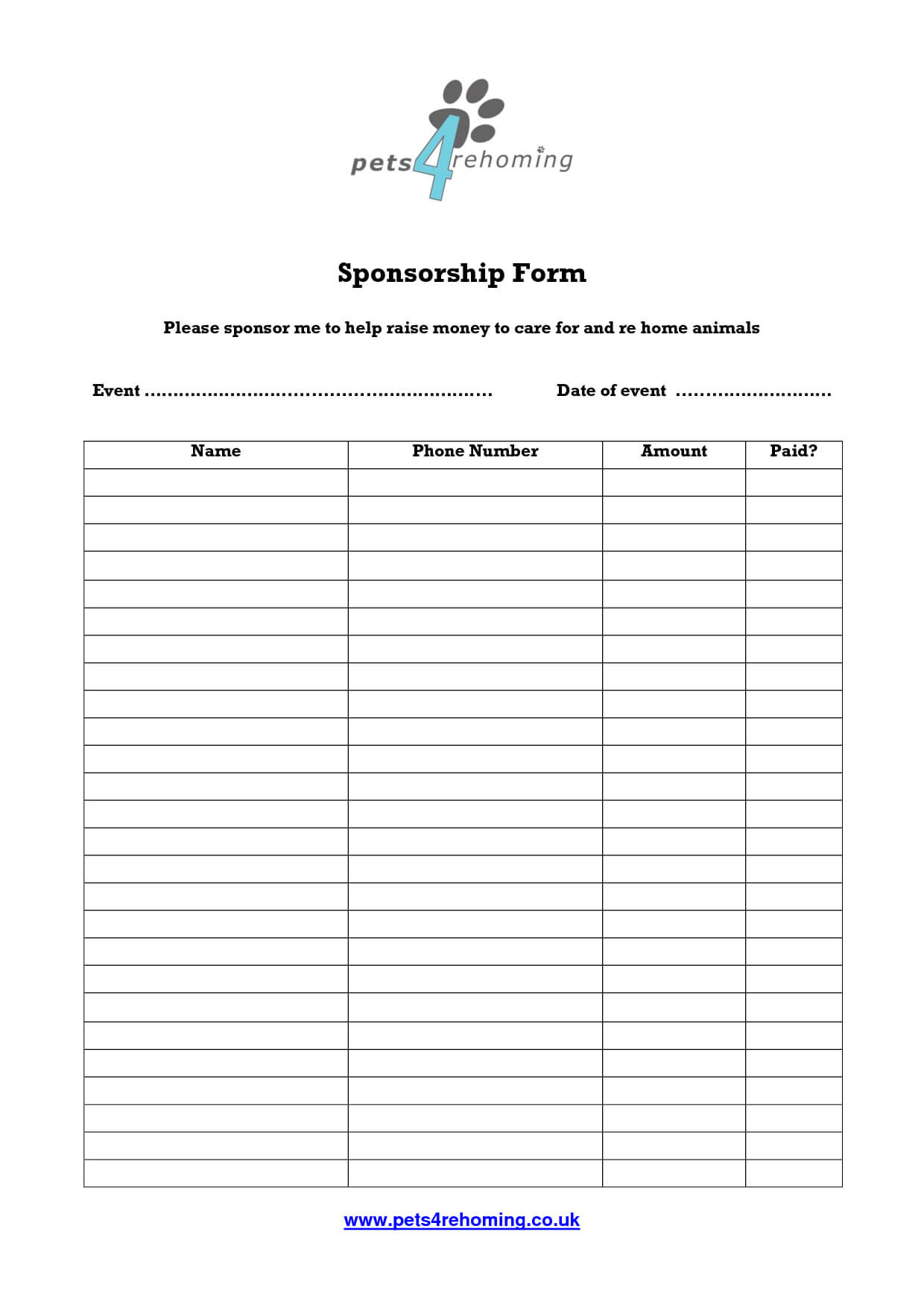 Free Sponsorship Form Template - Oloschurchtp | Flyer with regard to Blank Sponsorship Form Template