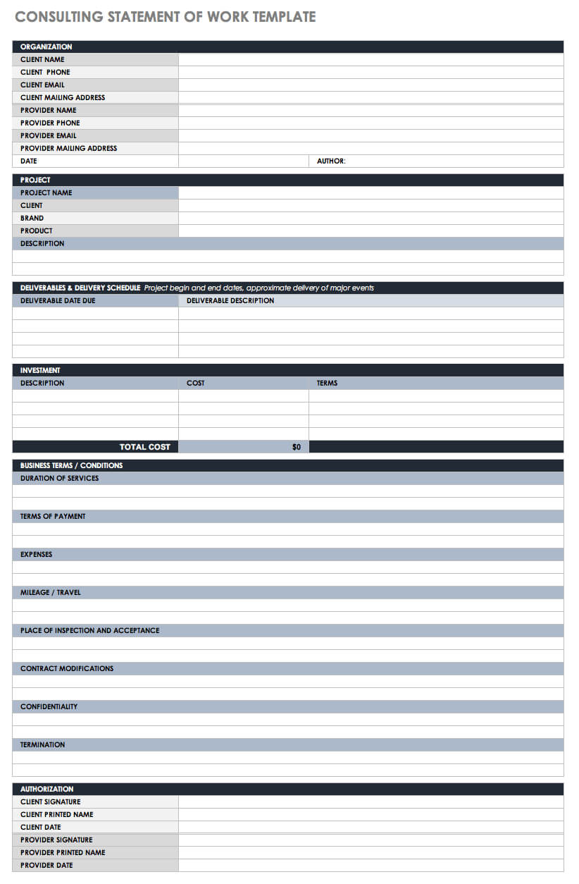 Free Statement Of Work Templates Smartsheet In Machine Breakdown Report Template