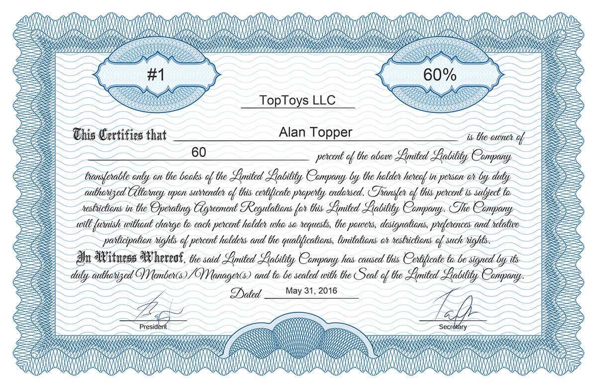 Free Stock Certificate Online Generator For Corporate Share Certificate Template