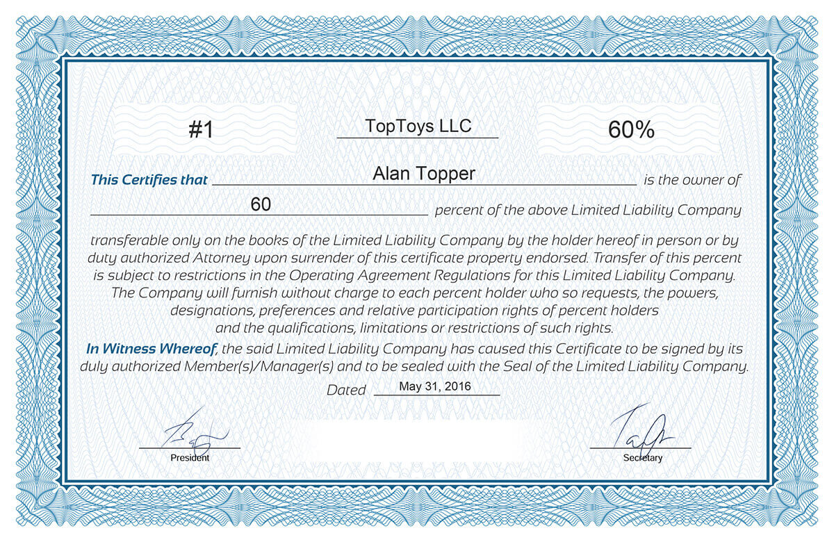Free Stock Certificate Online Generator Intended For Ownership Certificate Template