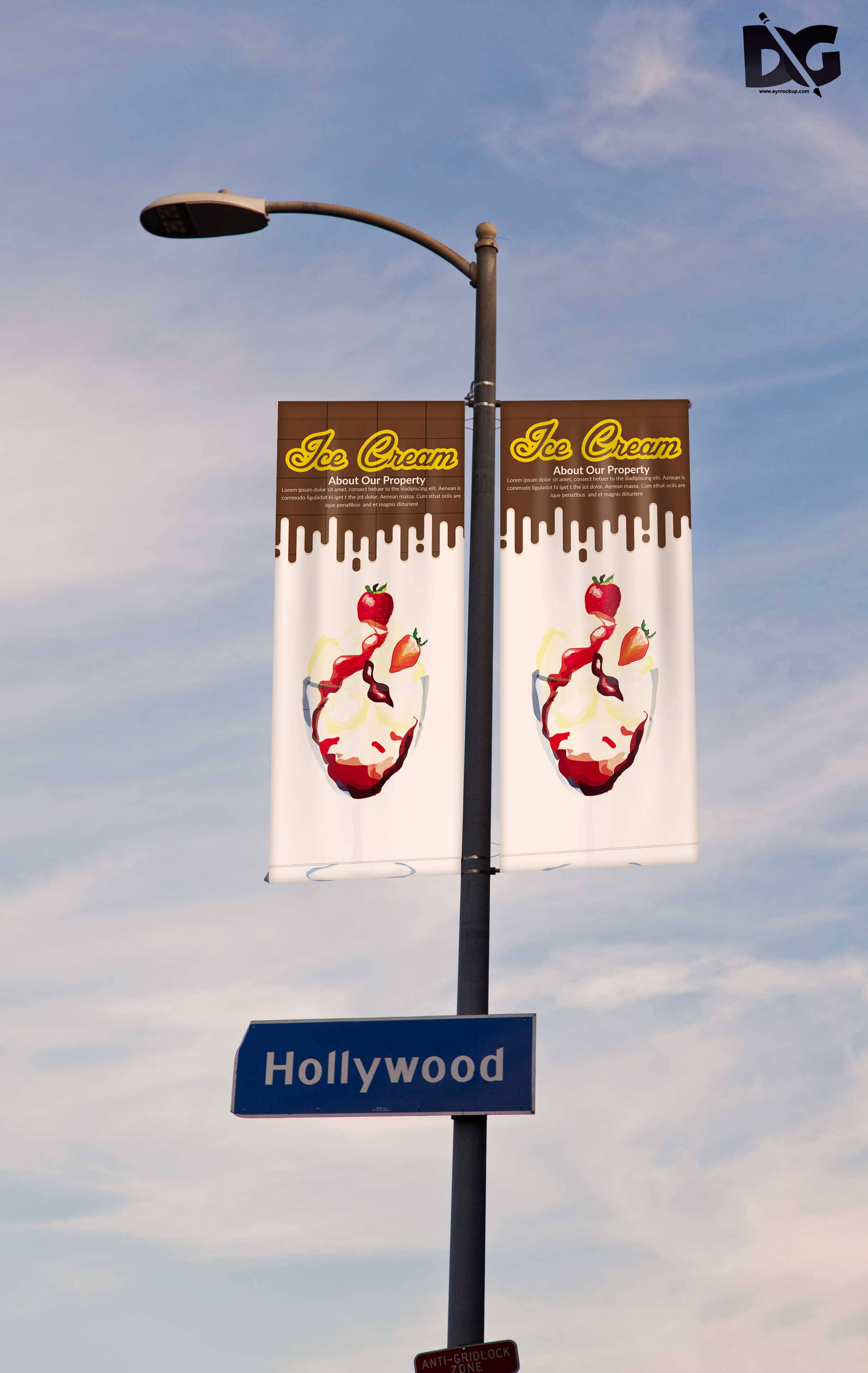 Free Street Pole Hanging Banner Mockup Template | Free Psd For Street Banner Template