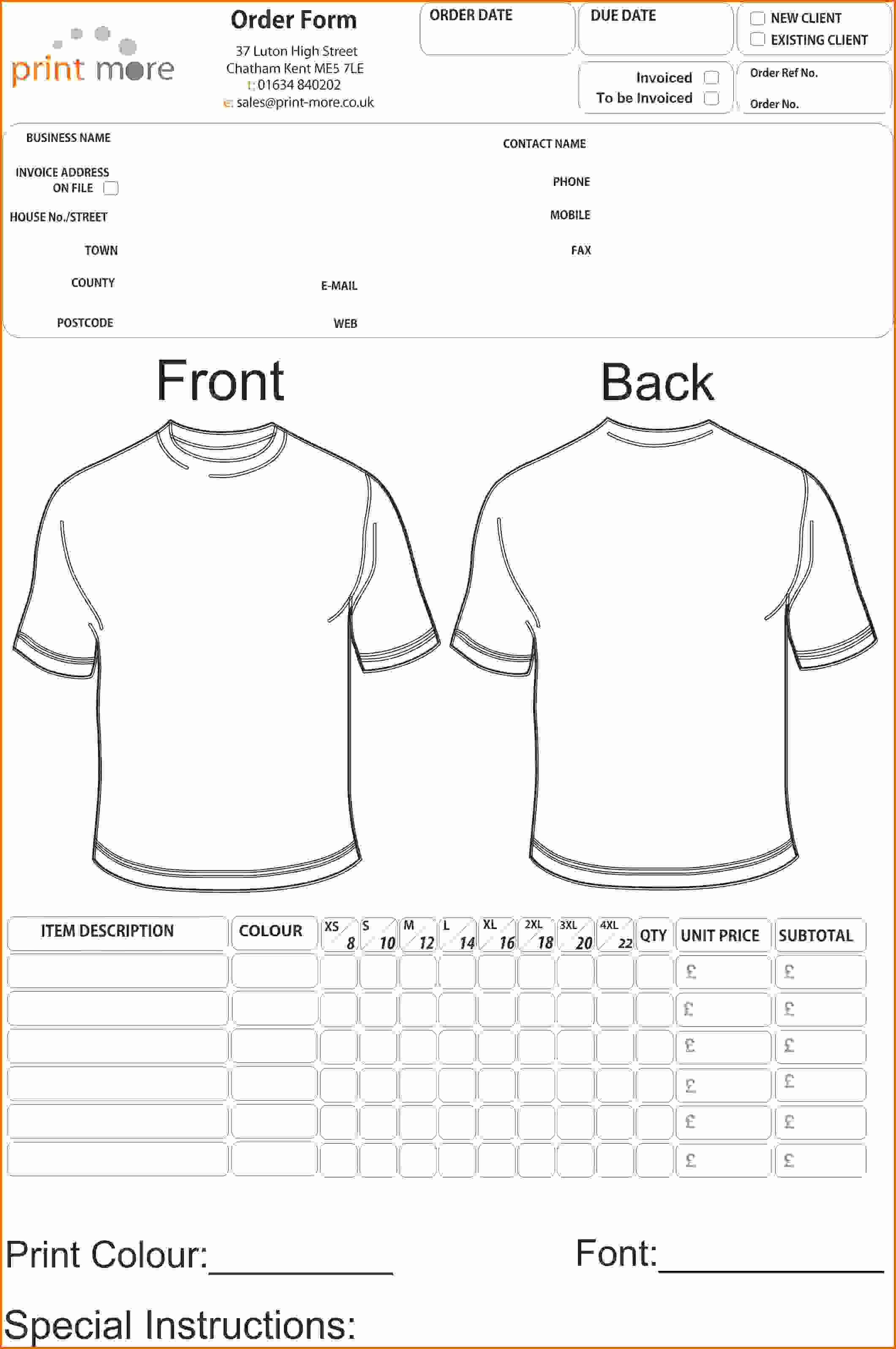 Free T Shirt Order Form Template Word | Azərbaycan Dillər With Regard To Blank T Shirt Order Form Template