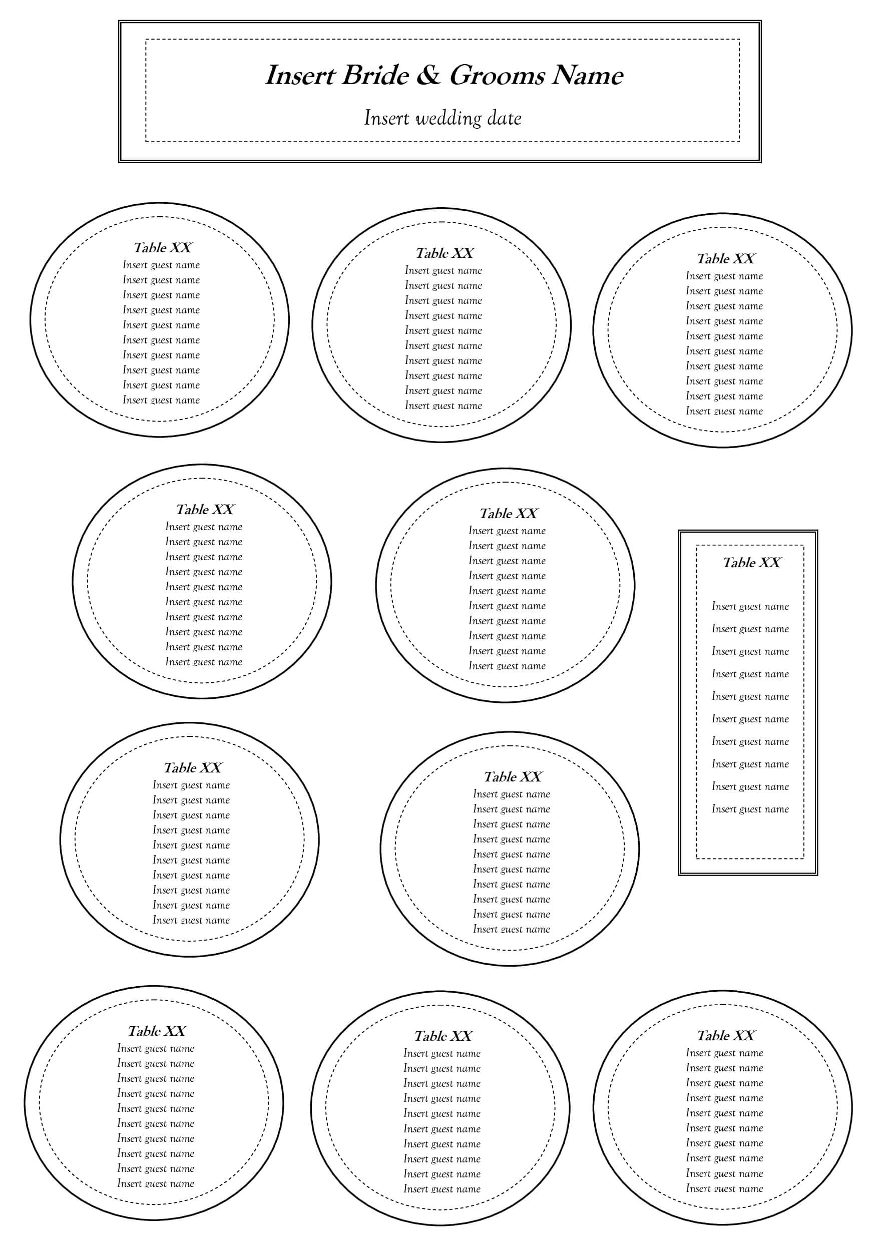 Free Table Seating Chart Template | Seating Charts In 2019 Intended For Wedding Seating Chart Template Word