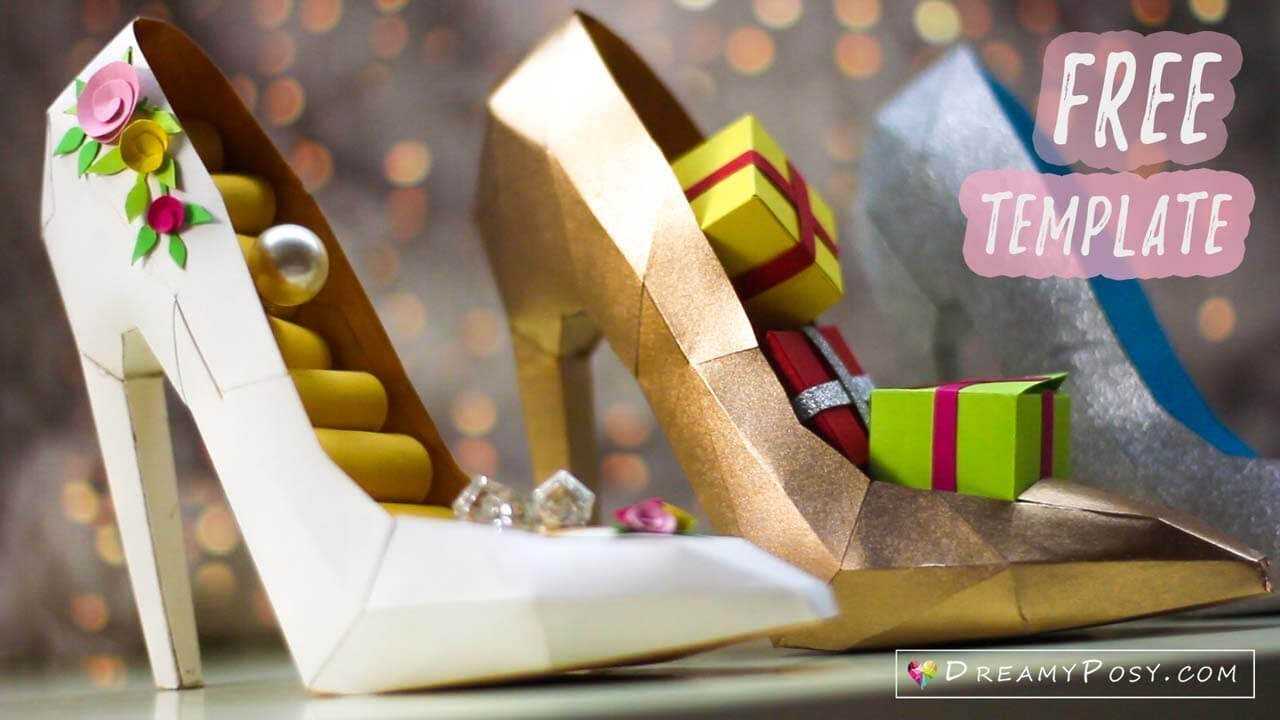 Free Template: How To Make Paper 3D High Heel Shoe Pertaining To High Heel Template For Cards