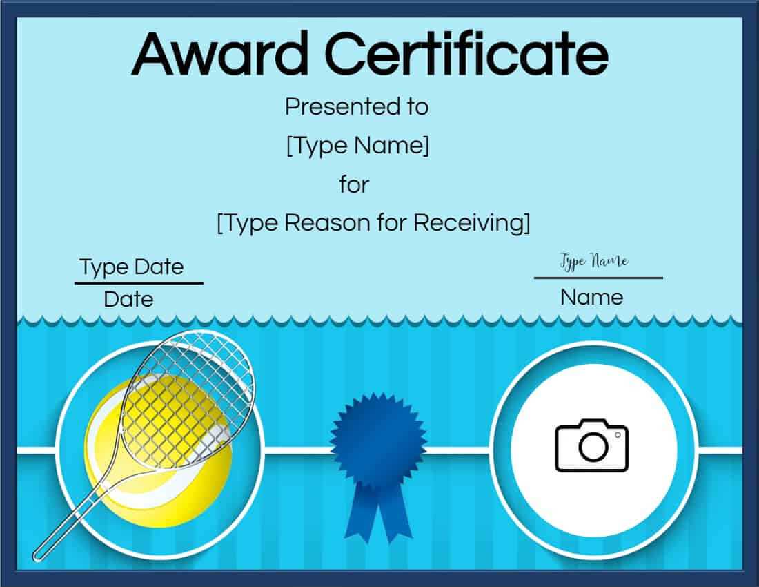 Free Tennis Certificate | Customize Online & Print Regarding Tennis Certificate Template Free