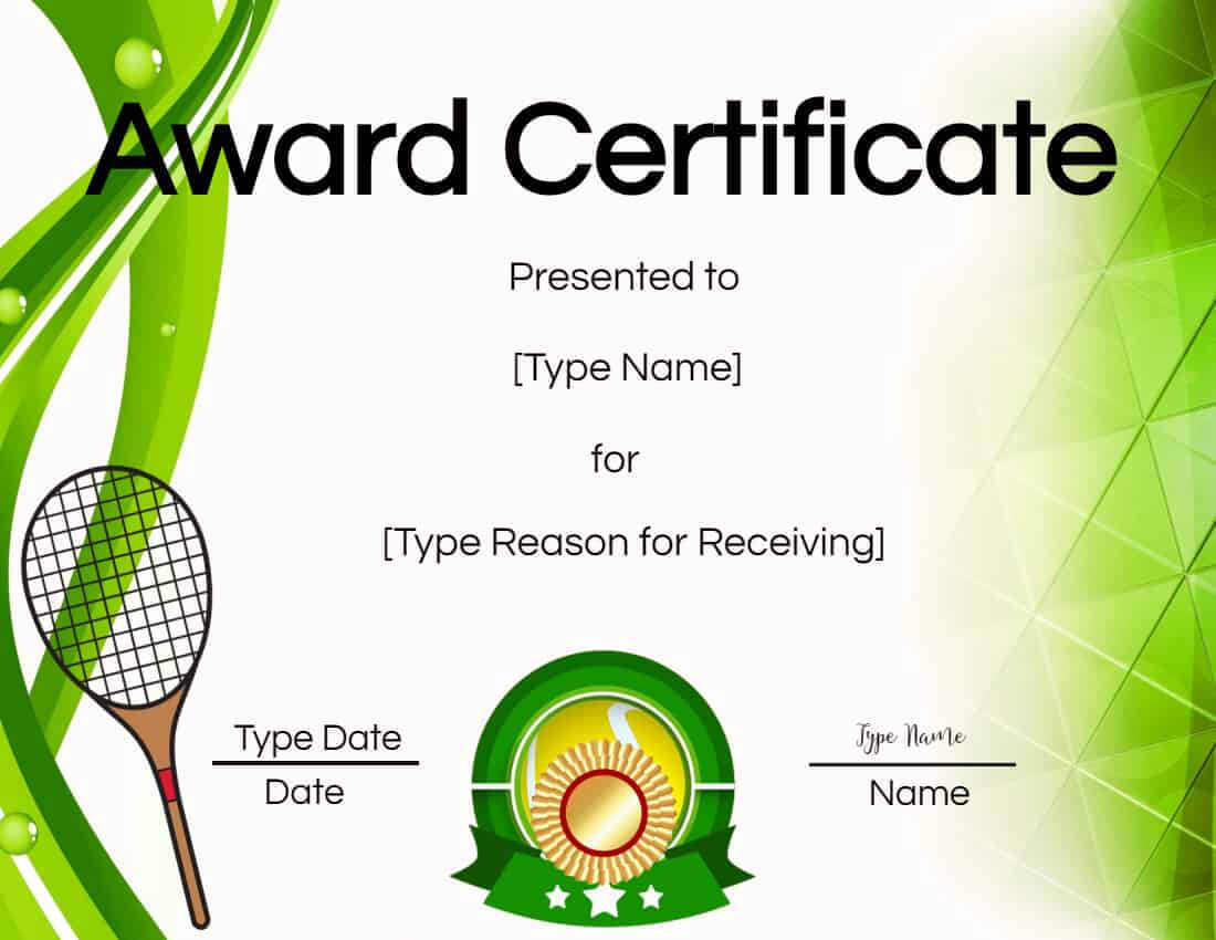 Free Tennis Certificate | Customize Online & Print With Regard To Tennis Certificate Template Free