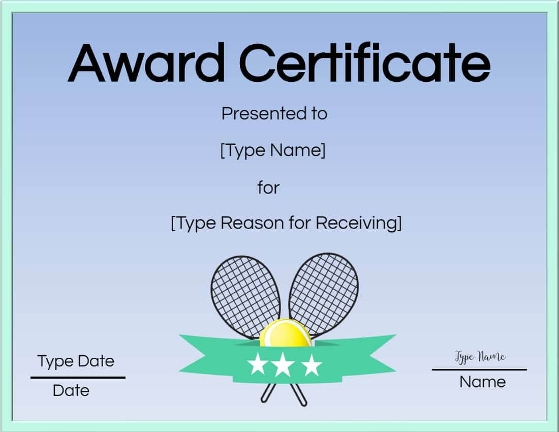 Free Tennis Certificate | Customize Online & Print With Regard To Tennis Certificate Template Free