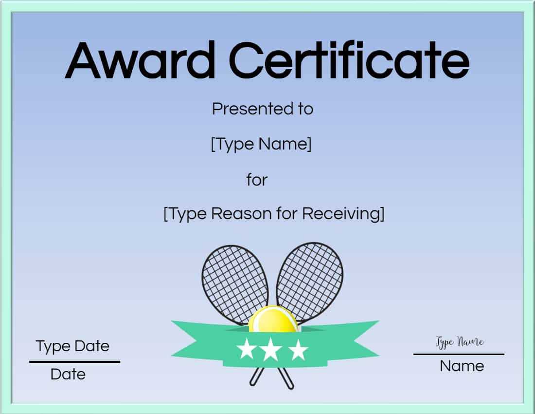 Free Tennis Certificate | Customize Online & Print With Regard To Tennis Certificate Template Free