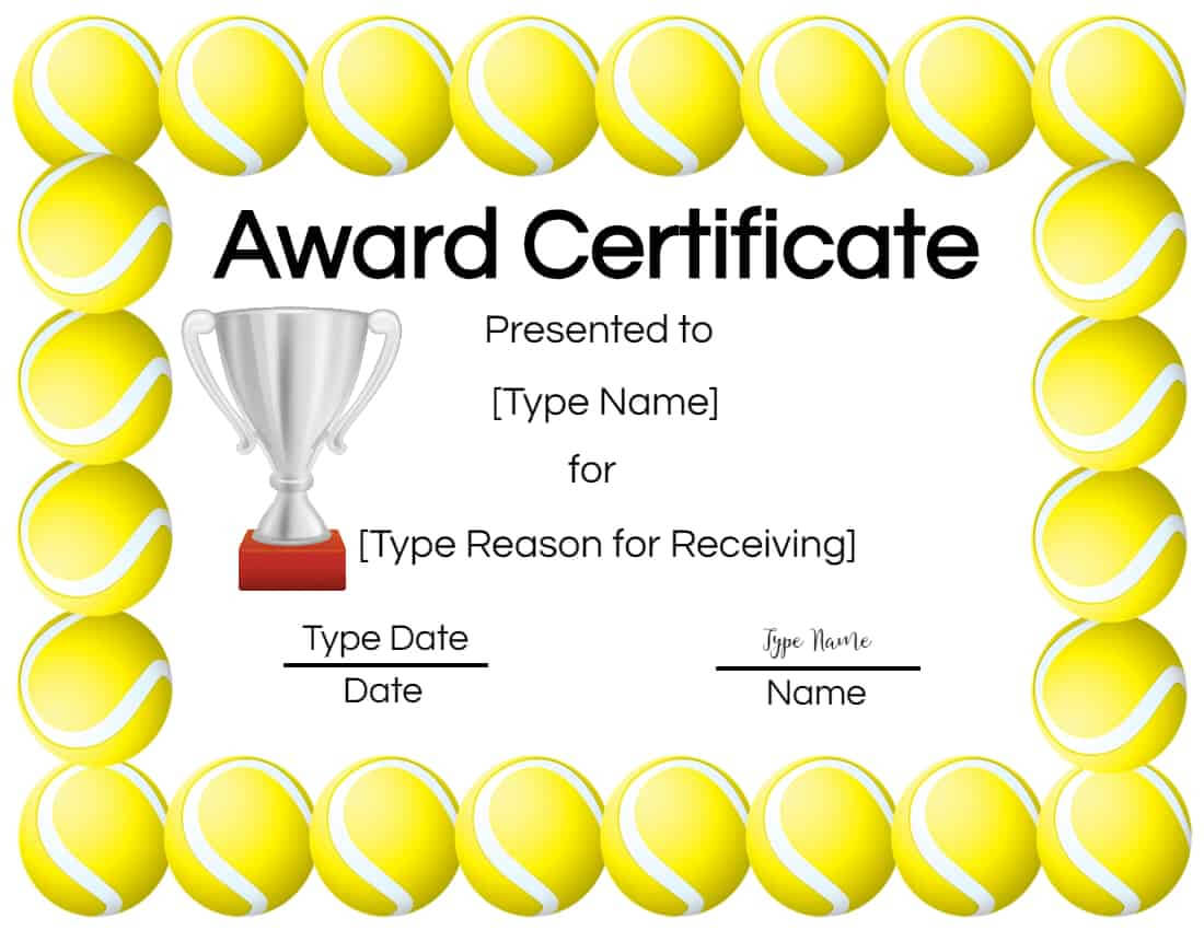 Free Tennis Certificate | Customize Online & Print Within Tennis Certificate Template Free