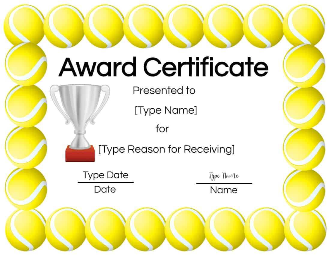 Free Tennis Certificate | Customize Online & Print Within Tennis Certificate Template Free