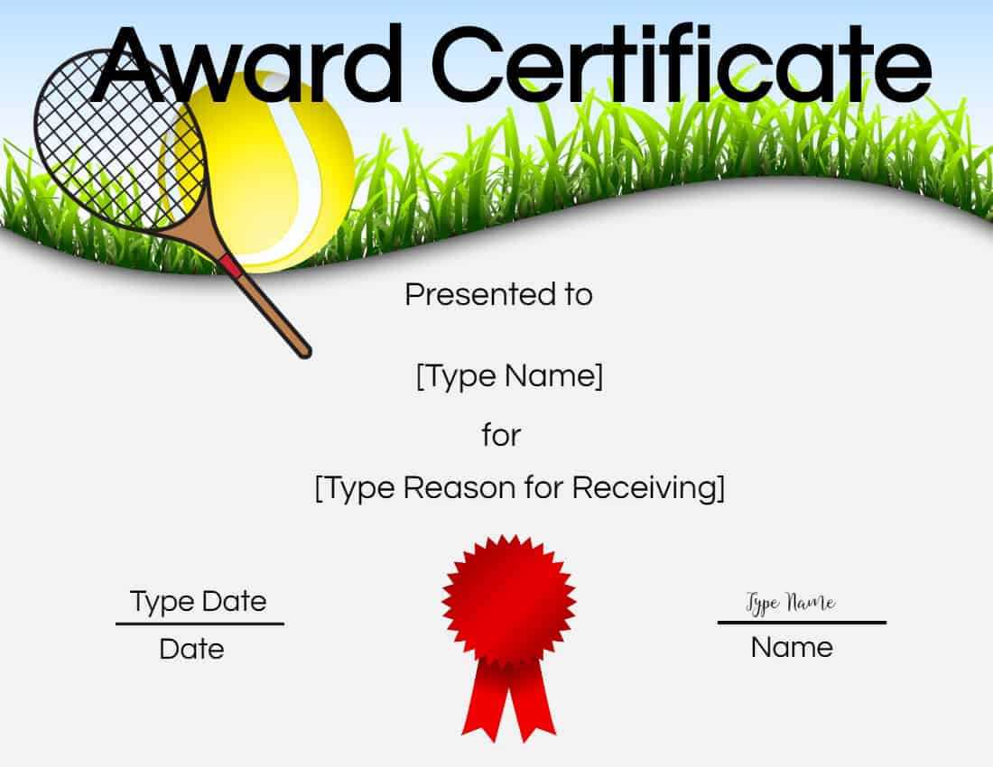 Free Tennis Certificate | Customize Online & Print Within Tennis Certificate Template Free